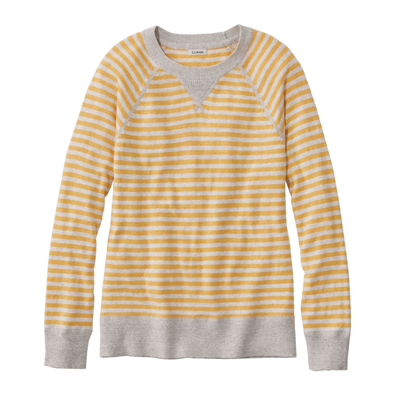 米国フィット・プチ オーガニック・コットン・スラブ・セーター、クルーネック ストライプ