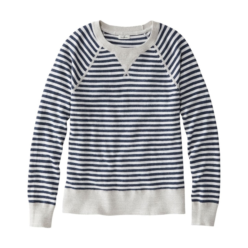米国フィット・プチ オーガニック・コットン・スラブ・セーター、クルーネック ストライプ