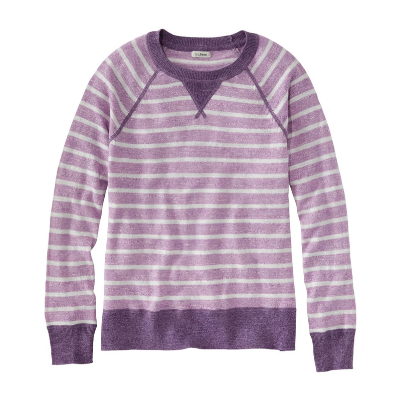 米国フィット・プチ オーガニック・コットン・スラブ・セーター、クルーネック ストライプ