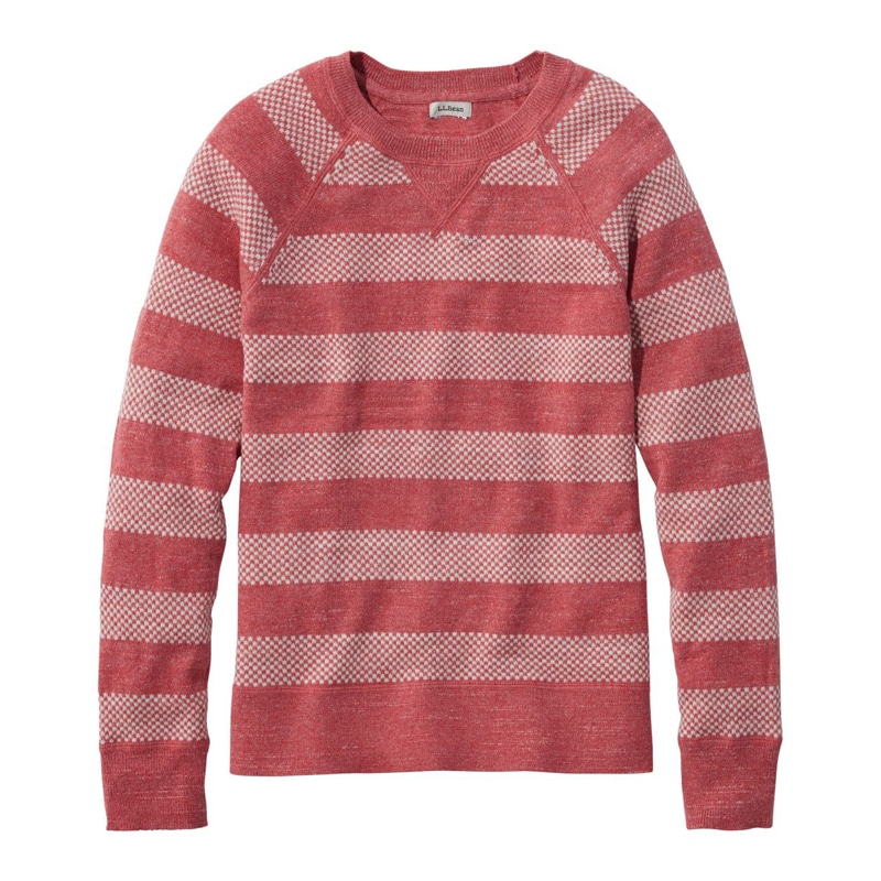 米国フィット・プチ オーガニック・コットン・スラブ・セーター、クルーネック ストライプ