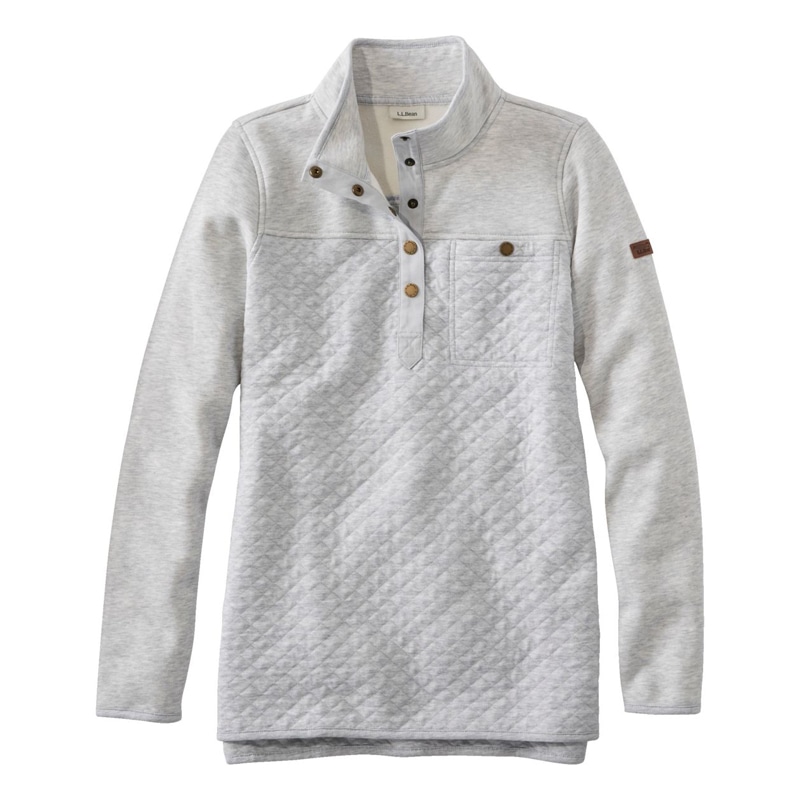 米国フィット・プチ キルト・スウェットシャツ、モックネック・チュニック