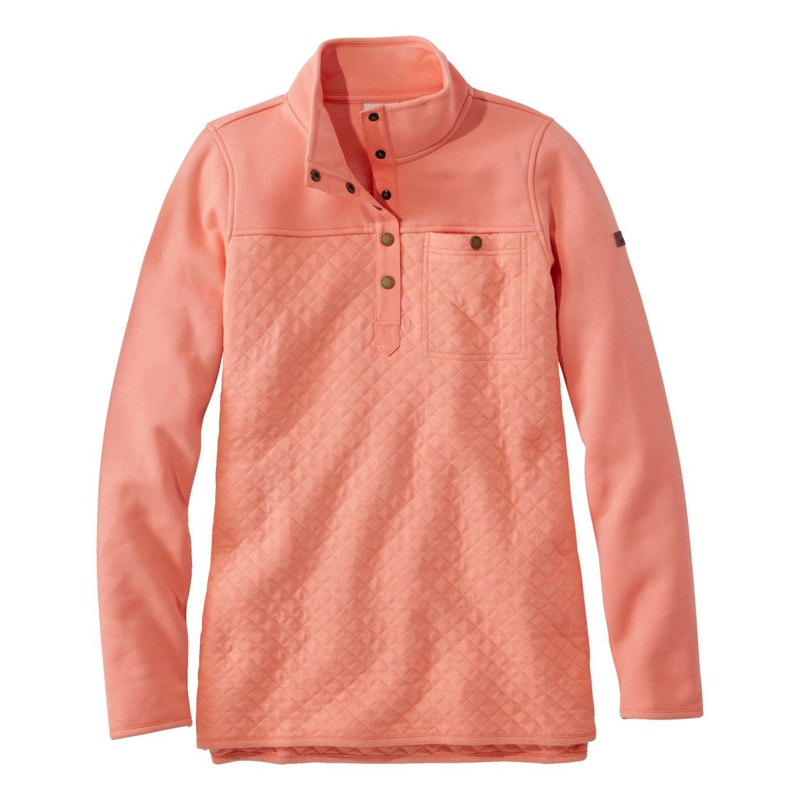 米国フィット・プチ キルト・スウェットシャツ、モックネック・チュニック