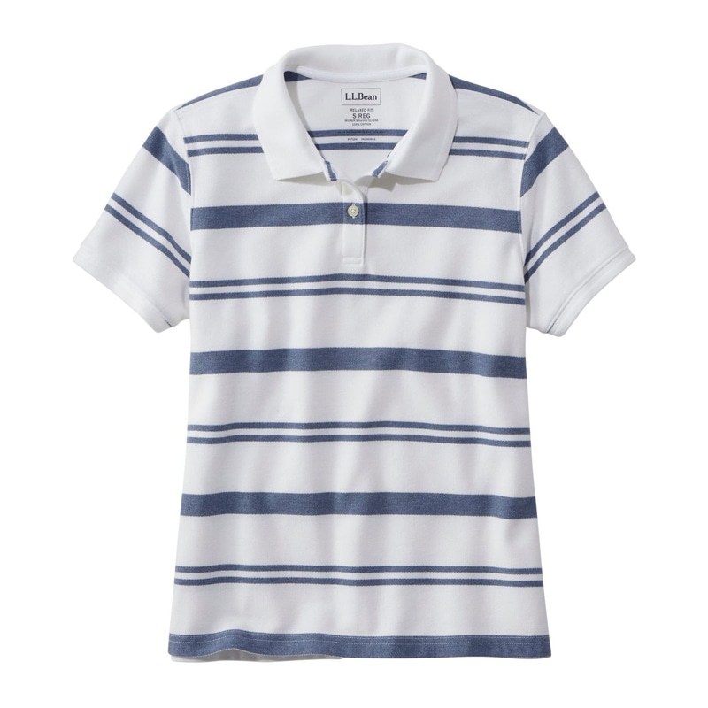 米国フィット・レギュラー プレミアム・ダブル・エル・ポロシャツ、リラックス・フィット 半袖 ストライプ
