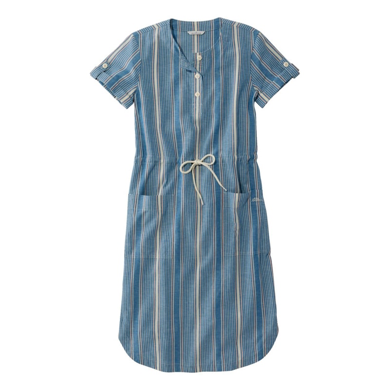 米国フィット・レギュラー シグネチャー・テンセル・リネン・ブレンド・ウーブン・ドレス、ストライプ