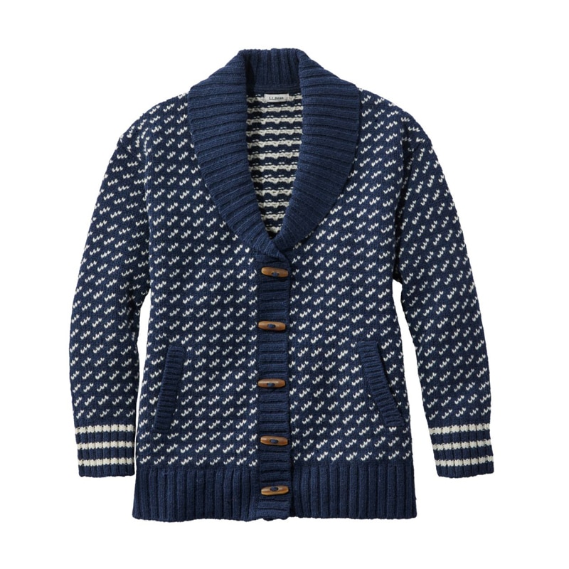 米国フィット・レギュラー ビーンズ・クラシック・ラグ・ウール・セーター、カーディガン バーズアイ