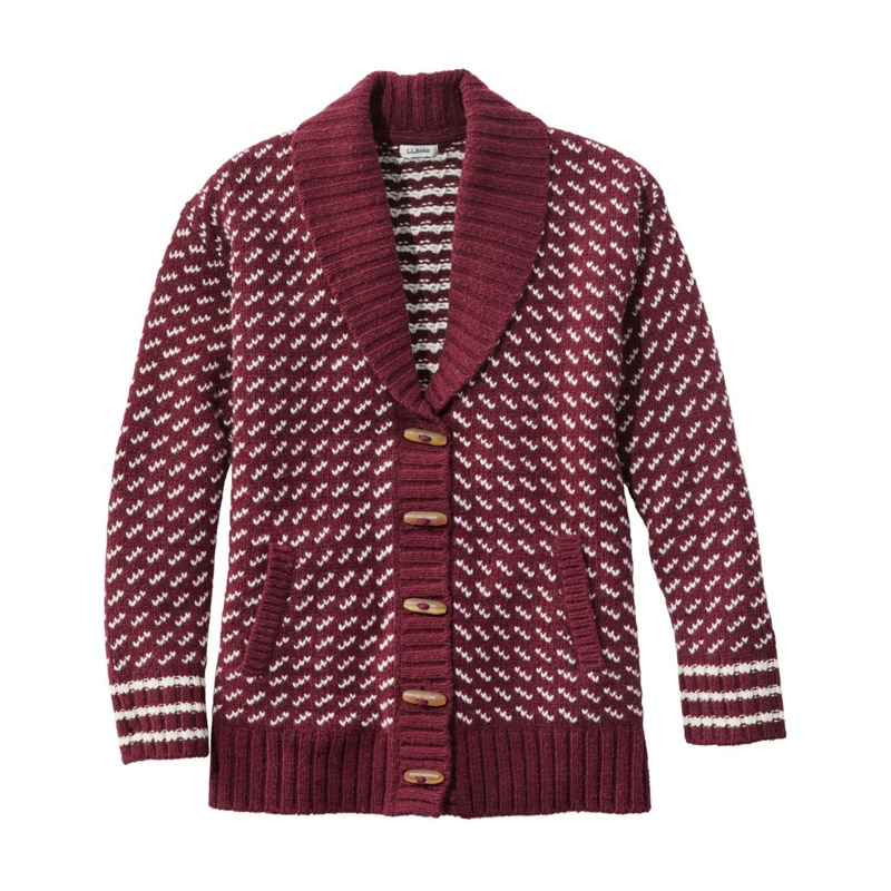 米国フィット・レギュラー ビーンズ・クラシック・ラグ・ウール・セーター、カーディガン バーズアイ