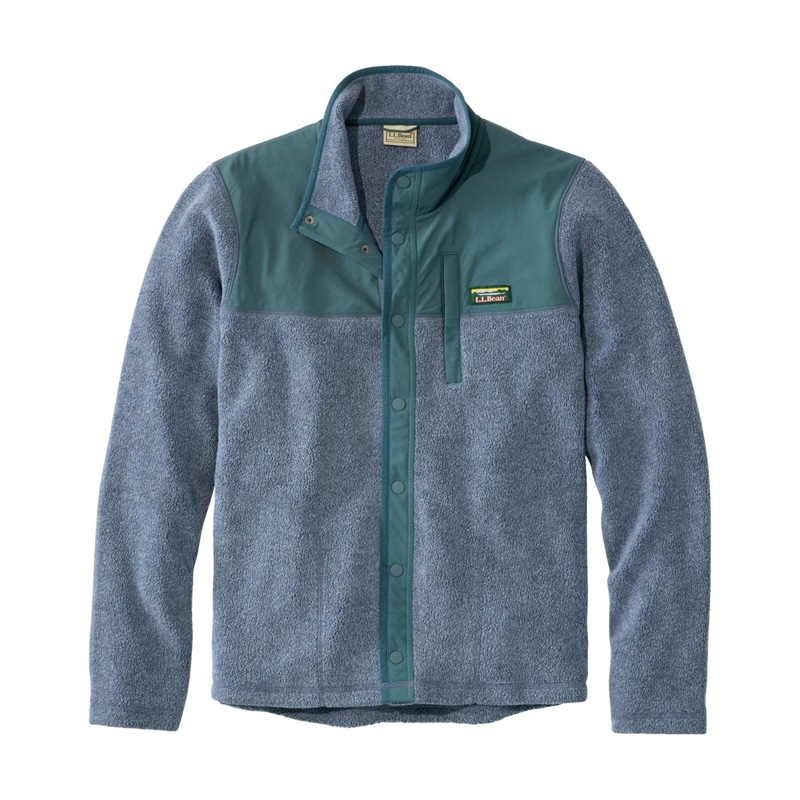 米国フィット・レギュラー タンブルド・シェルパ・フリース、スナップフロント