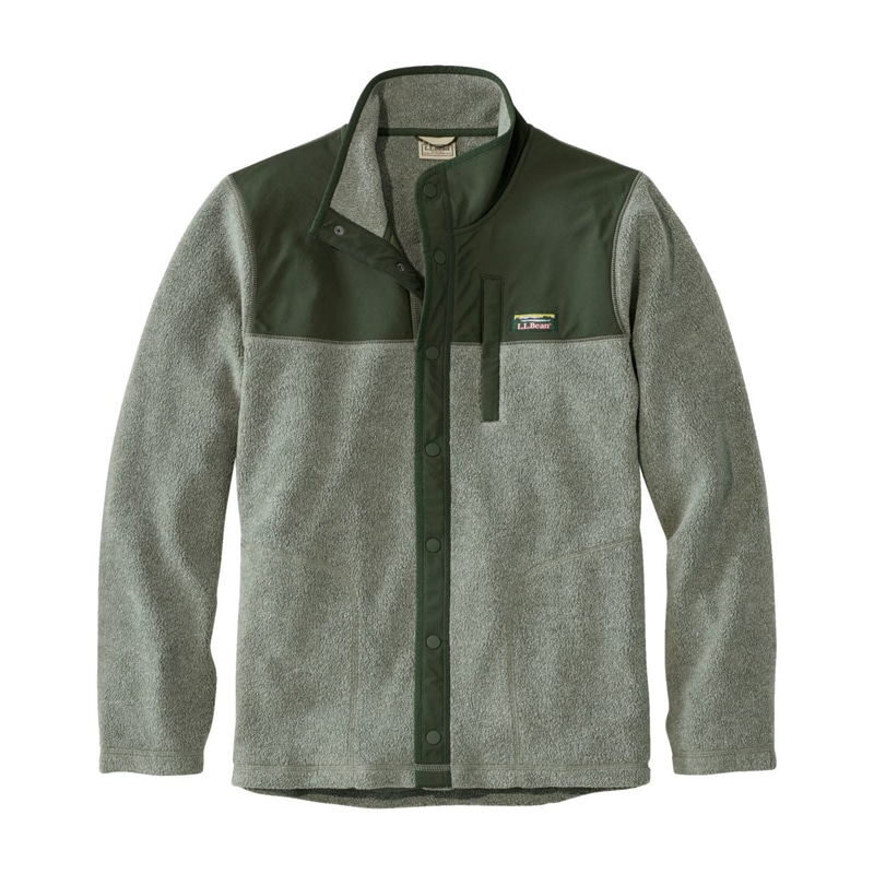 米国フィット・レギュラー タンブルド・シェルパ・フリース、スナップフロント