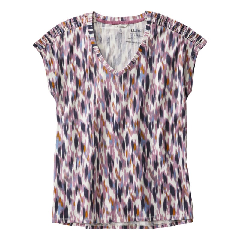 米国フィット・プチ ビヨンド・ソフト・Vネック・ティ、半袖 プリント