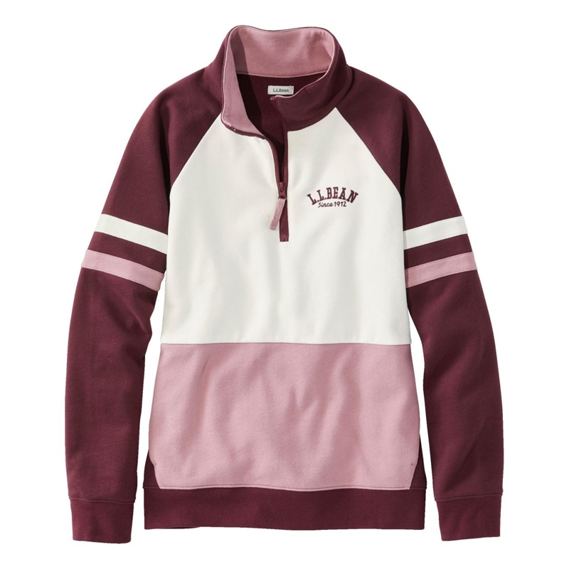 米国フィット・レギュラー エル・エル・ビーン 1912 スウェットシャツ、クォータージップ・プルオーバー カラーブロック
