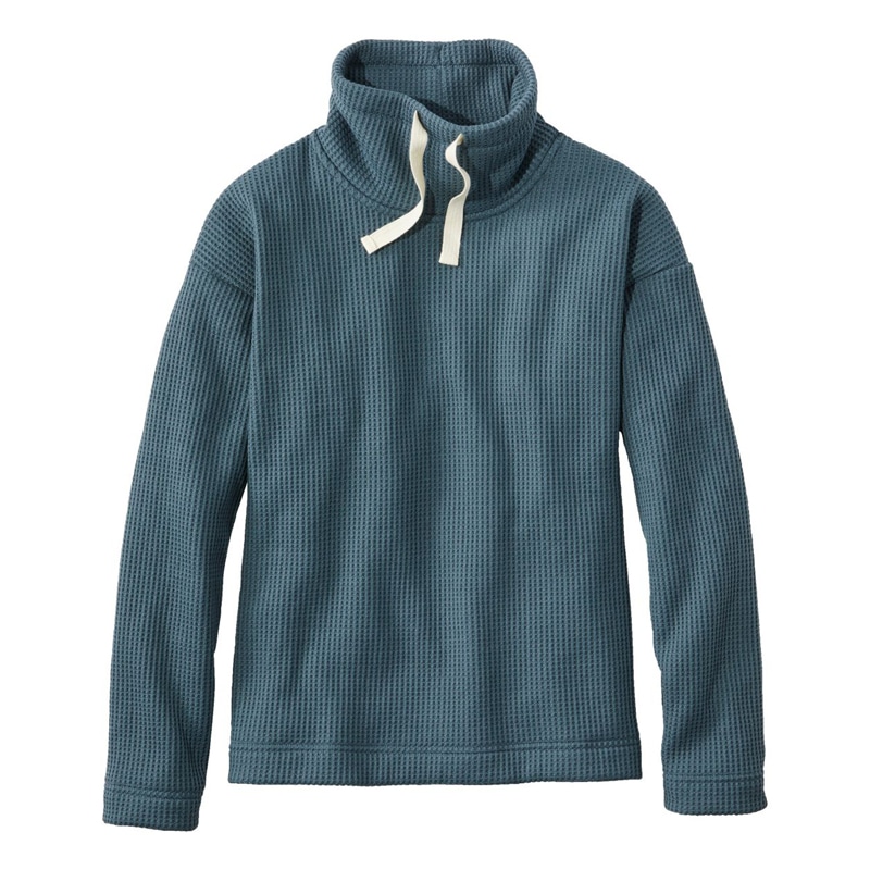 米国フィット・プチ バーチウッド・ブラッシュ・ワッフル・ファネルネック