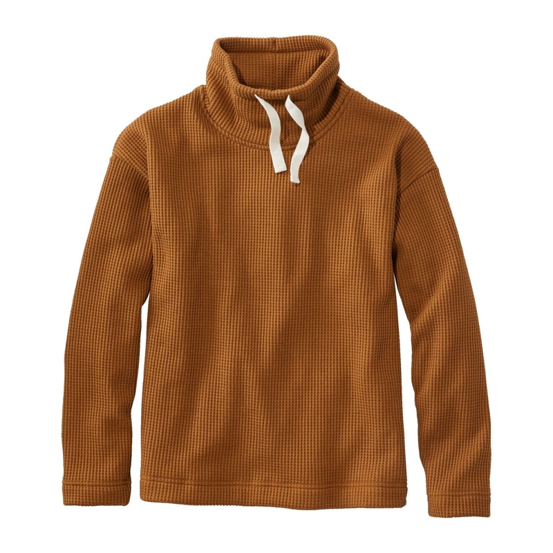 米国フィット・プチ バーチウッド・ブラッシュ・ワッフル・ファネルネック