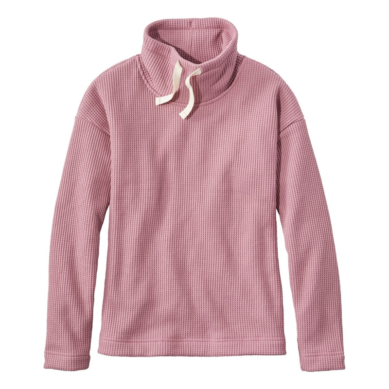 米国フィット・プチ バーチウッド・ブラッシュ・ワッフル・ファネルネック