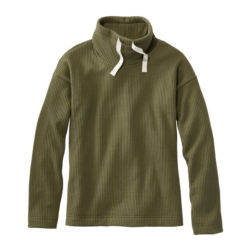 米国フィット・プチ バーチウッド・ブラッシュ・ワッフル・ファネルネック