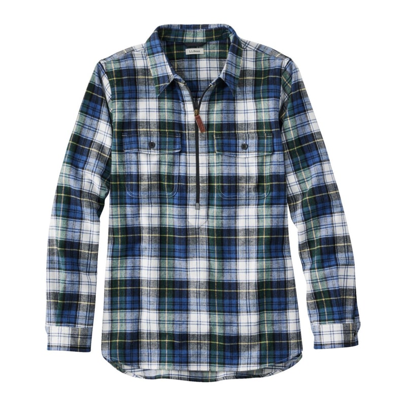 米国フィット・プチ スコッチ・プラッド・フランネル・シャツ、クォータージップ