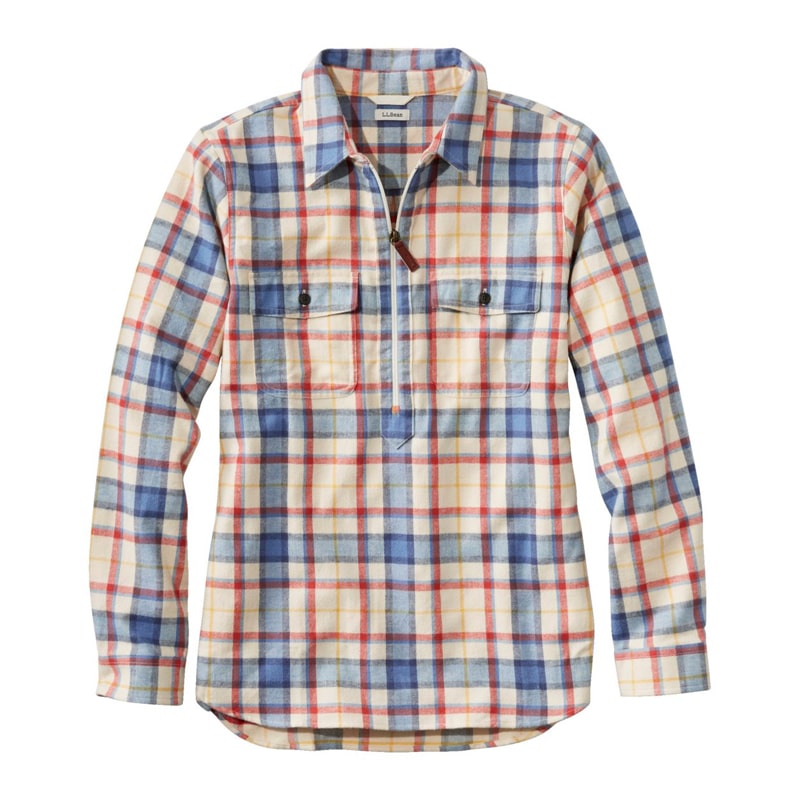 米国フィット・プチ スコッチ・プラッド・フランネル・シャツ、クォータージップ