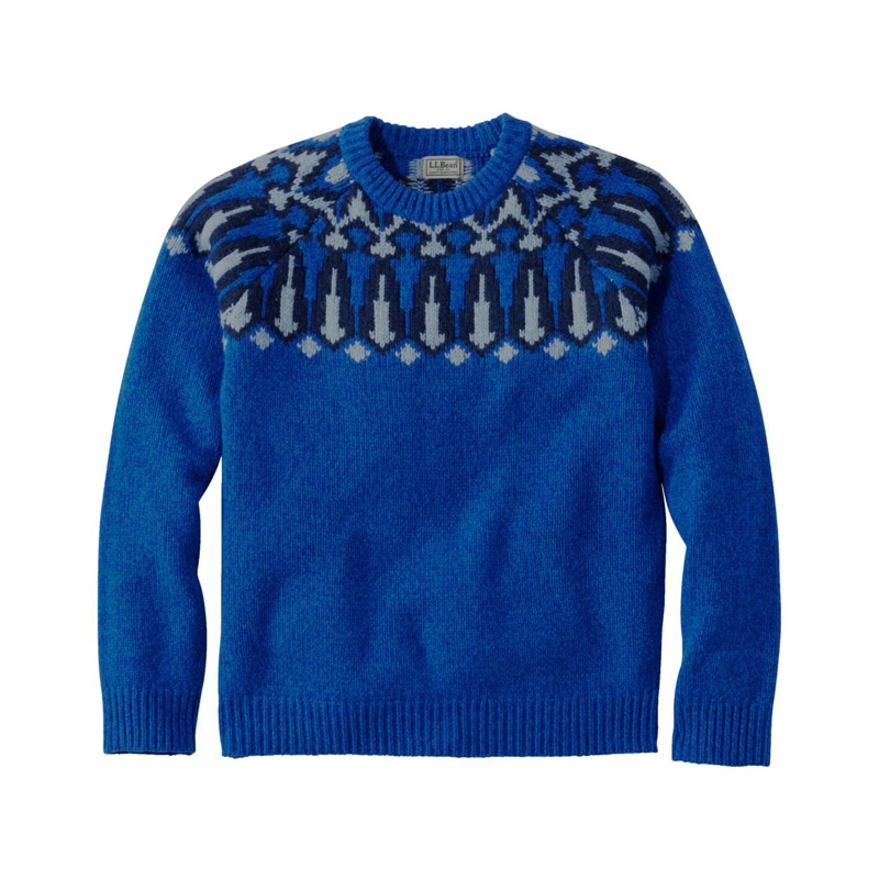 ジャパン・フィット ビーンズ・クラシック・ラグ・ウール・セーター、クルーネック ヨーク・フェアアイル