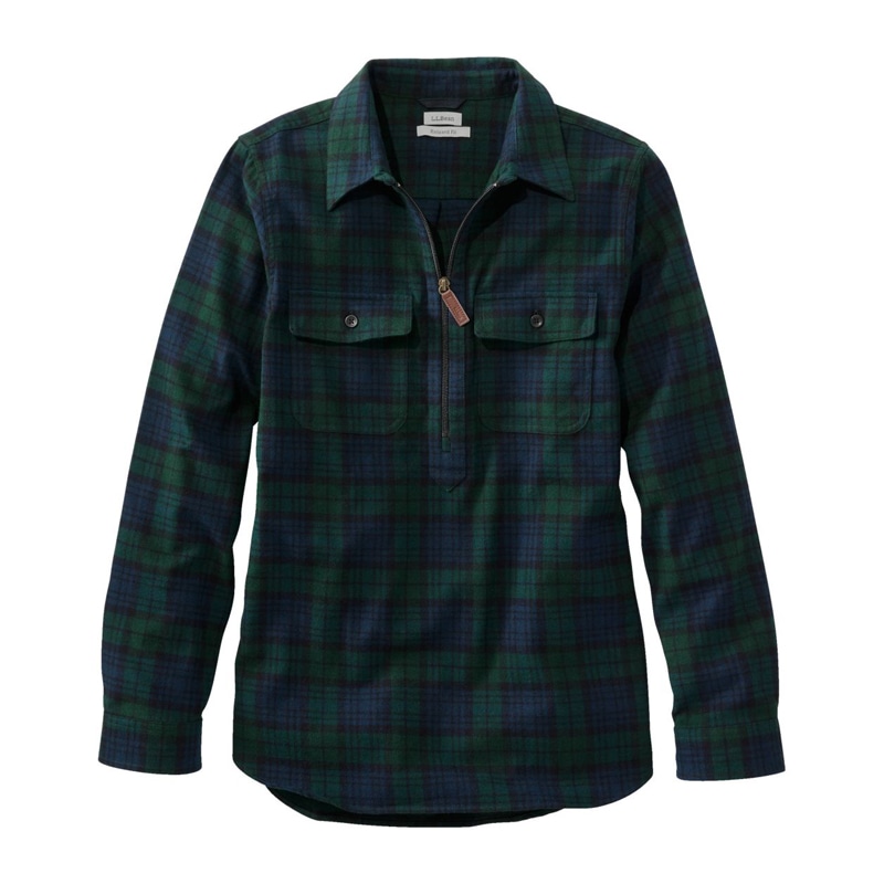 ジャパン・フィット スコッチ・プラッド・フランネル・シャツ、クォータージップ