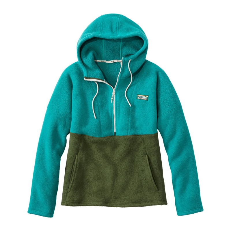 米国フィット・レギュラー カタディン・フリース・ハーブジップ・フーディ、カラーブロック