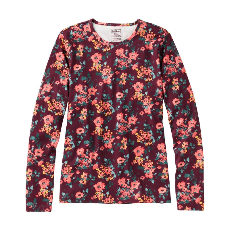 米国フィット・レギュラー ピマ・コットン・ティ、長袖 クルーネック プリント