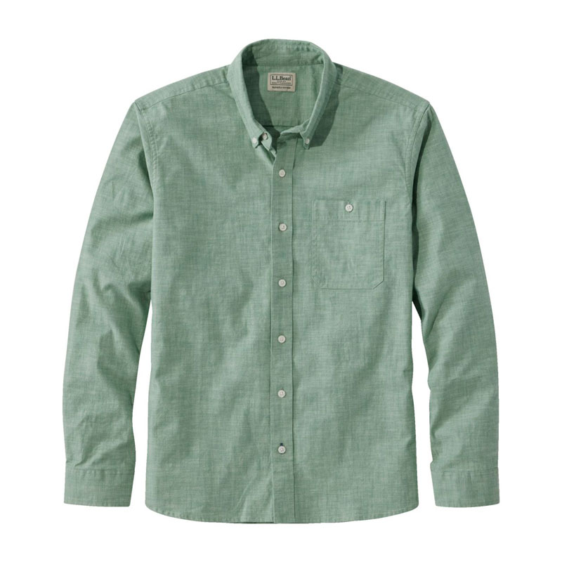 米国フィット・レギュラー コンフォート・ストレッチ・シャンブレー・シャツ、スライトリー・フィット 長袖