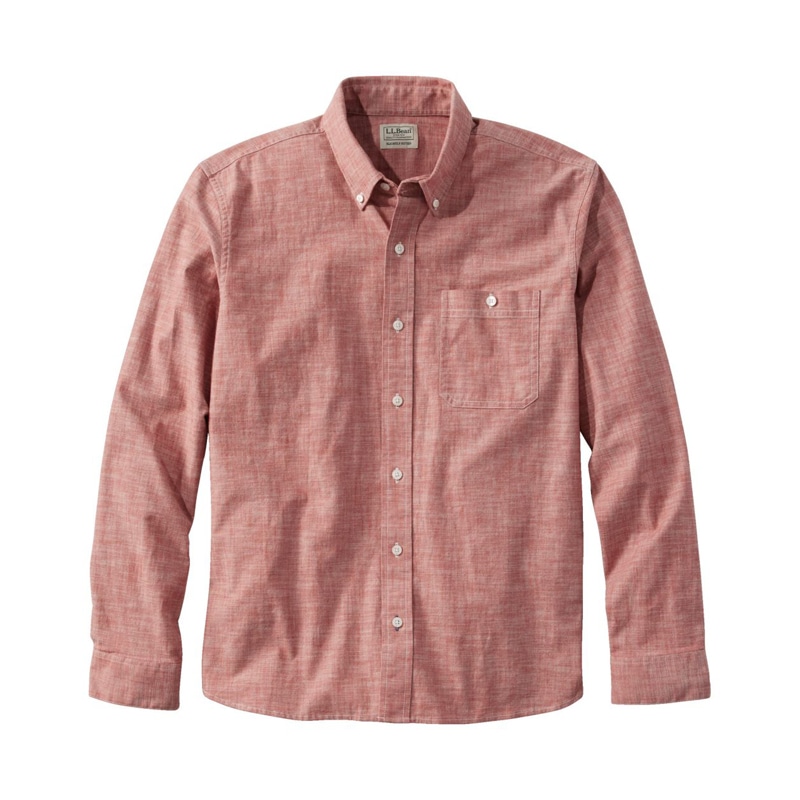 米国フィット・レギュラー コンフォート・ストレッチ・シャンブレー・シャツ、スライトリー・フィット 長袖