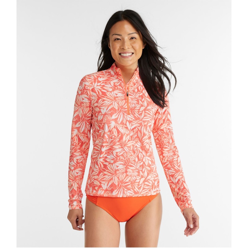 米国フィット・レギュラー サンスマート UPF 50+ サン・シャツ、クォータージップ プリント