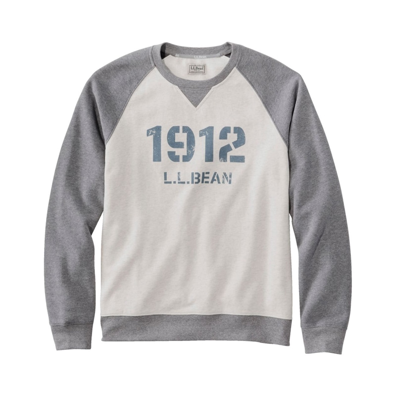 米国フィット・レギュラー エル・エル・ビーン 1912 スウェットシャツ、ラグラン クルーネック ロゴ カラーブロック