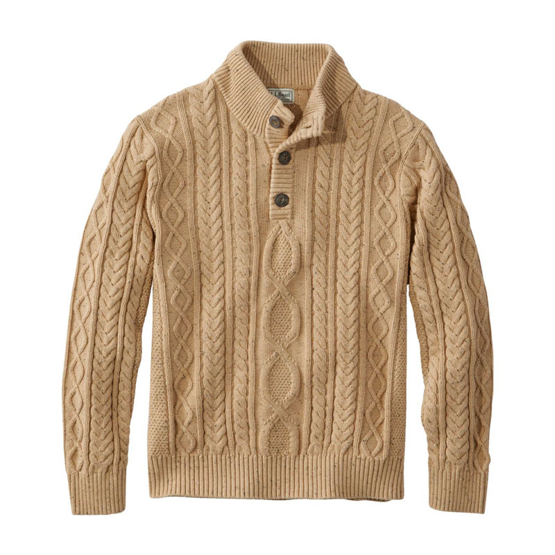 米国フィット・レギュラー ビーンズ・ヘリテージ・ソフト・コットン・フィッシャーマン・セーター、ボタンモック