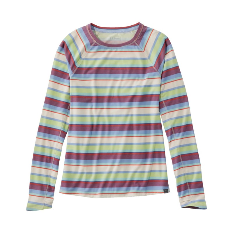 米国フィット・レギュラー エブリデイ・サンスマート・ティ、長袖 クルーネック ストライプ