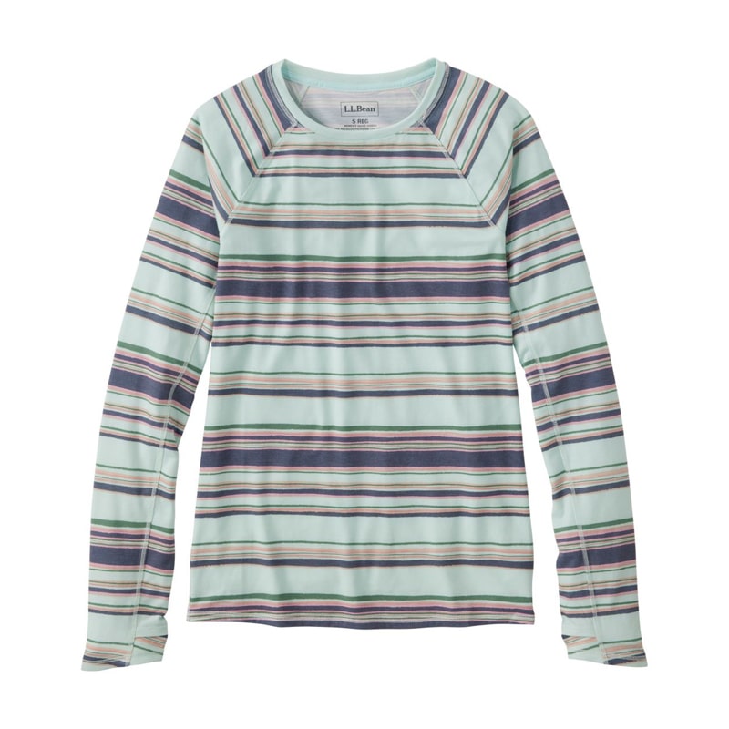 米国フィット・レギュラー エブリデイ・サンスマート・ティ、長袖 クルーネック ストライプ