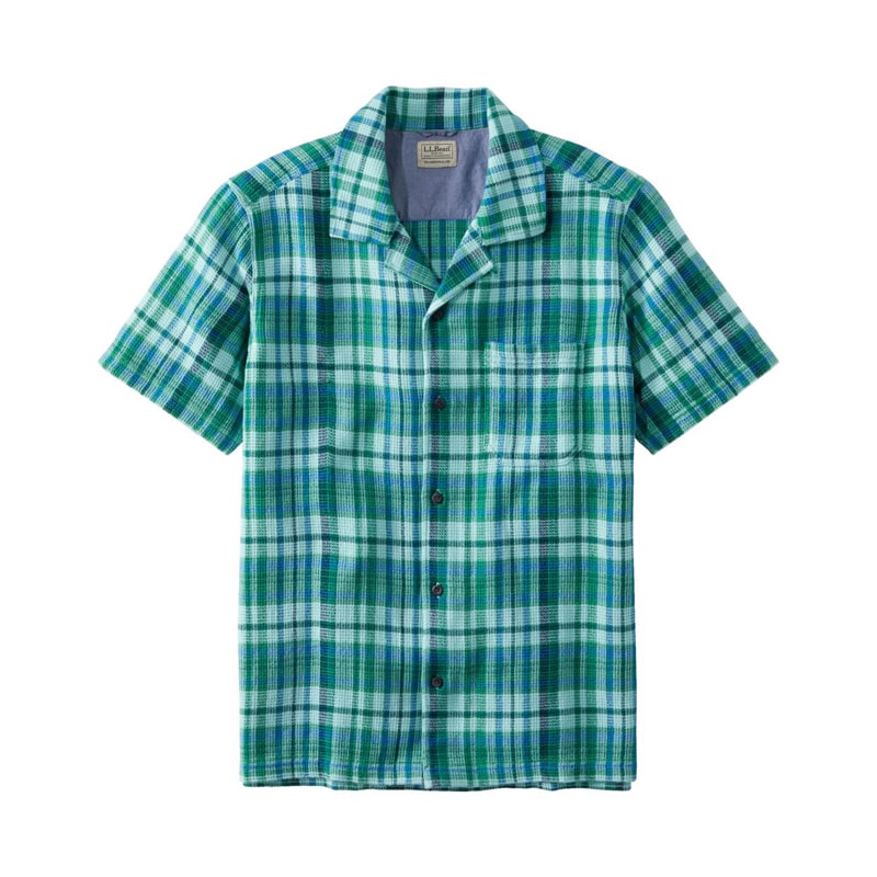 米国フィット・レギュラー ラギッド・ワッフル・シャツ、トラディショナル・フィット　半袖　プラッド