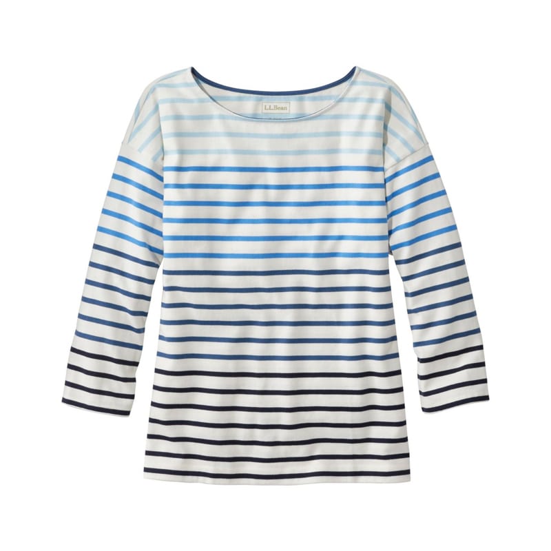 米国フィット・プチ ヘリテージ・マリナー・トップ、ボートネック 7分丈袖 ストライプ