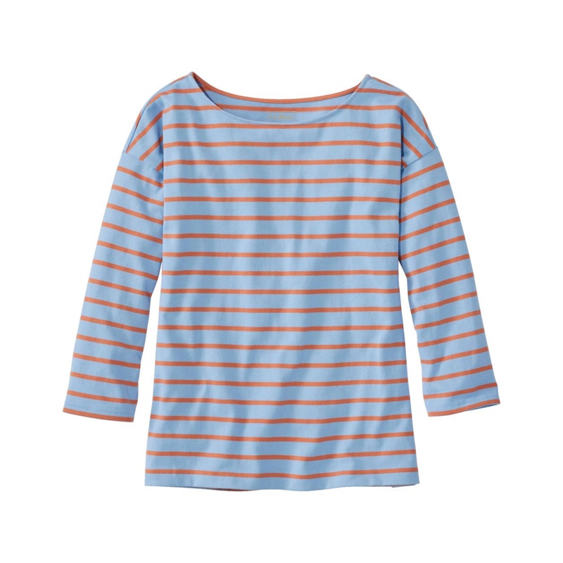 米国フィット・プチ ヘリテージ・マリナー・トップ、ボートネック 7分丈袖 ストライプ