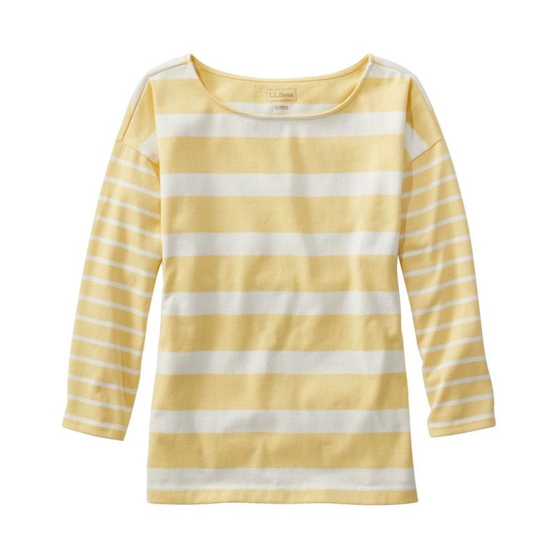 米国フィット・プチ ヘリテージ・マリナー・トップ、ボートネック 7分丈袖 ブロックストライプ