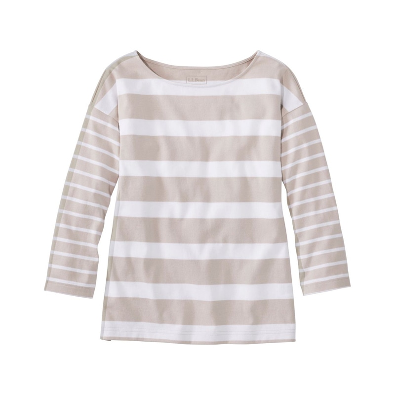 米国フィット・プチ ヘリテージ・マリナー・トップ、ボートネック 7分丈袖 ブロックストライプ