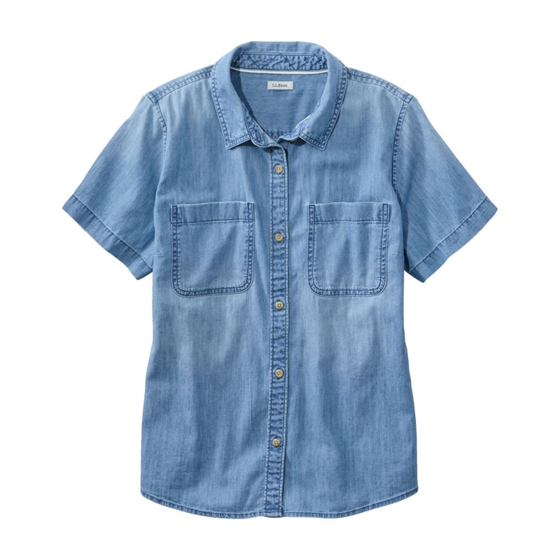 米国フィット・プチ エル・エル・ビーン・ヘリテージ・ウォッシュ・ライトウェイト・デニム・シャツ、半袖
