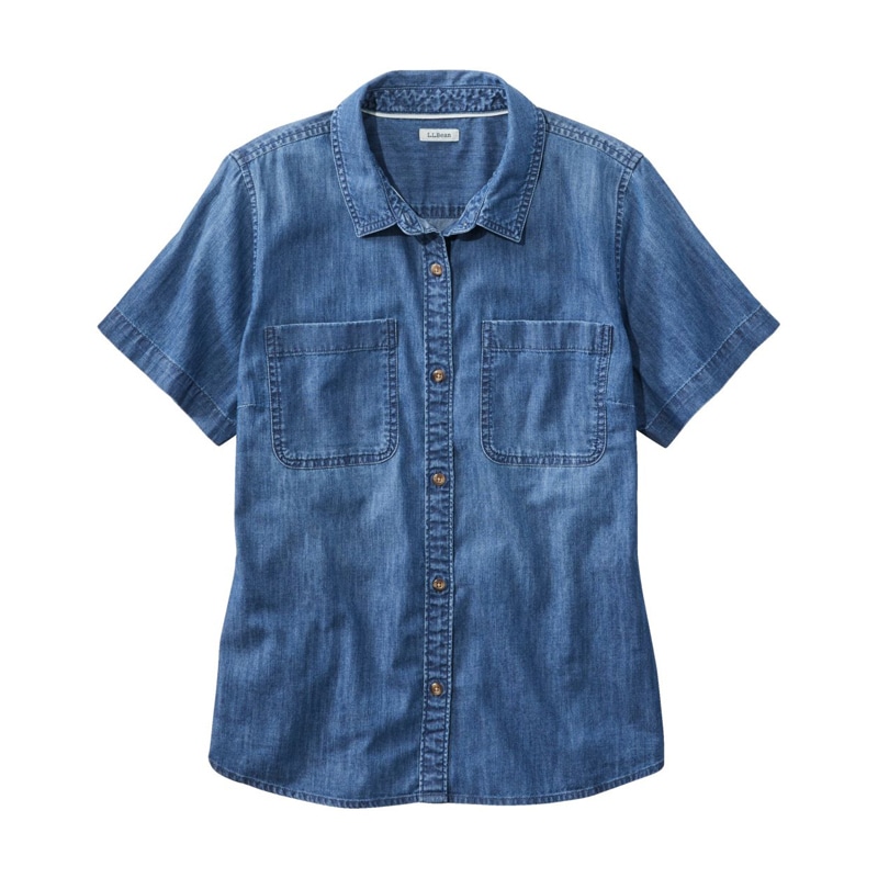 米国フィット・プチ エル・エル・ビーン・ヘリテージ・ウォッシュ・ライトウェイト・デニム・シャツ、半袖