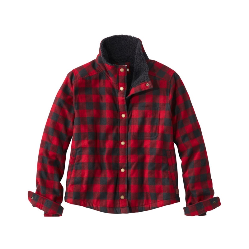 米国フィット・レギュラー スコッチ・プラッド・フランネル・シャツ、シェルパラインド・モックネック・ジャケット