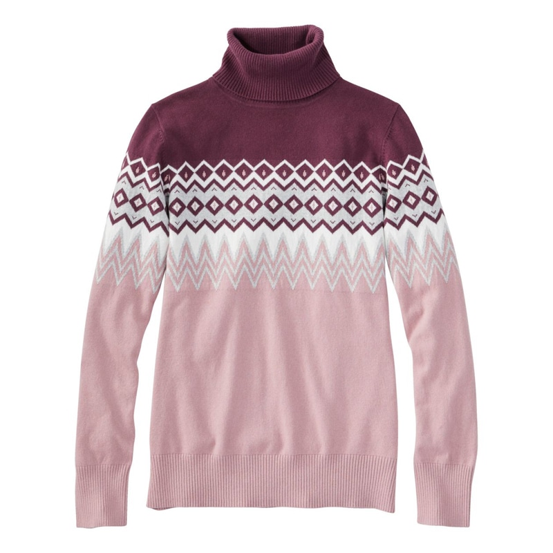 米国フィット・プチ コットン/カシミヤ・セーター、タートルネック インターシャ