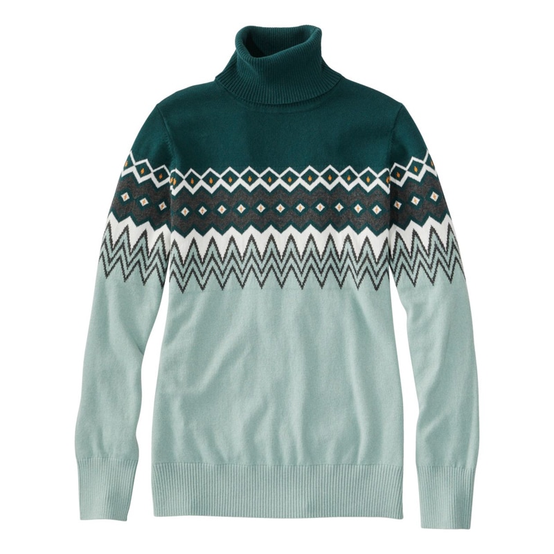 米国フィット・プチ コットン/カシミヤ・セーター、タートルネック インターシャ