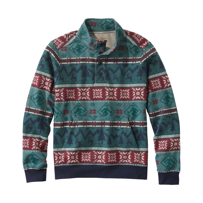 米国フィット・レギュラー エル・エル・ビーン 1912 スウェットシャツ、ボタンモック プリント