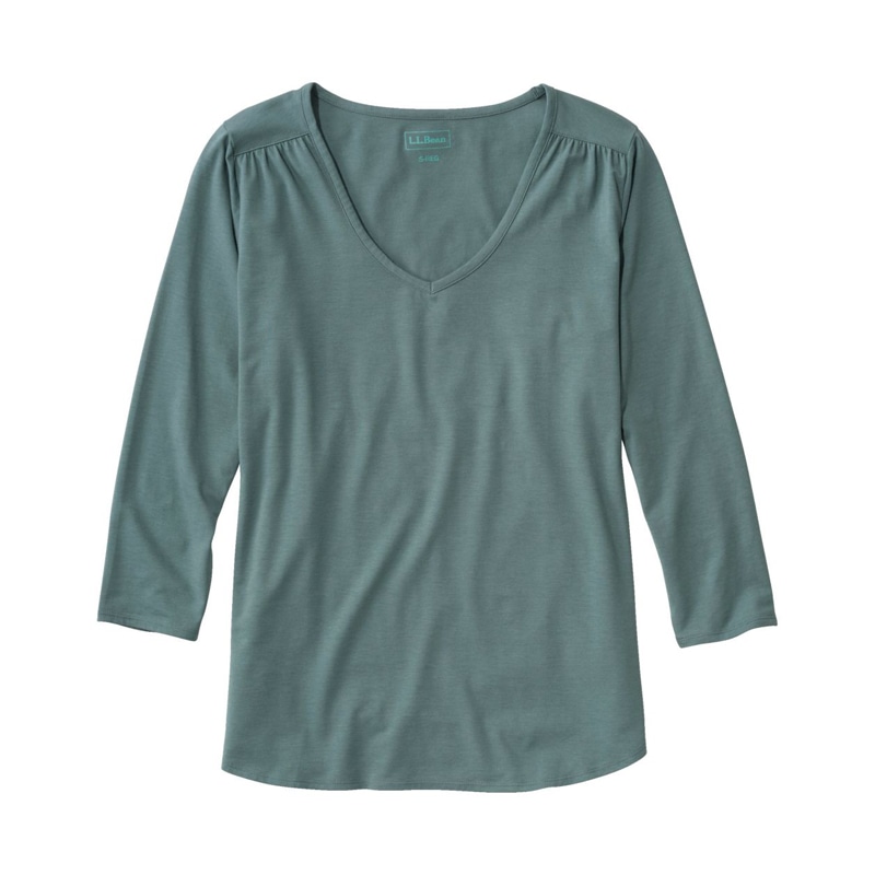 ジャパン・フィット ソフト・ストレッチ・スーピマ・ティ、7分丈袖 Vネック