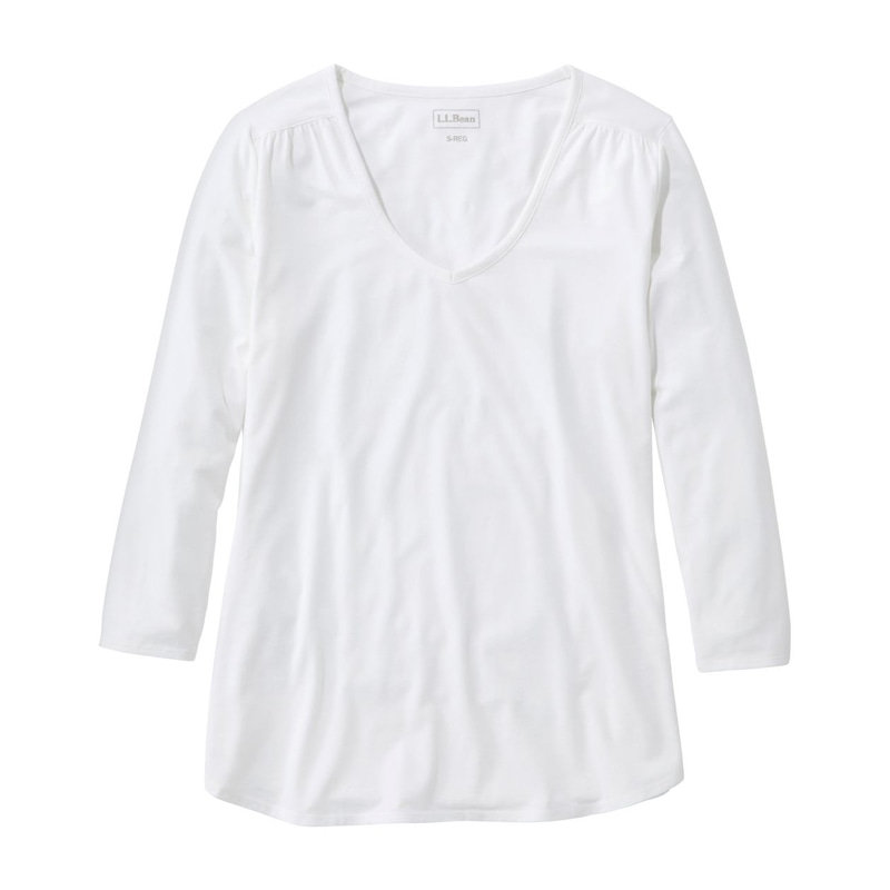 ジャパン・フィット ソフト・ストレッチ・スーピマ・ティ、7分丈袖 Vネック