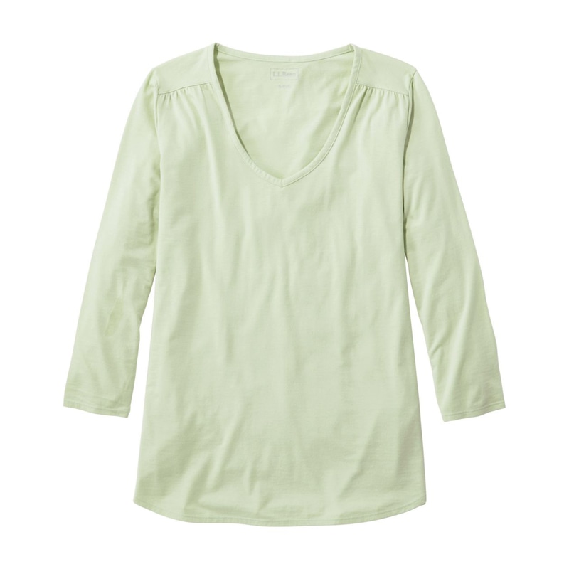 ジャパン・フィット ソフト・ストレッチ・スーピマ・ティ、7分丈袖 Vネック