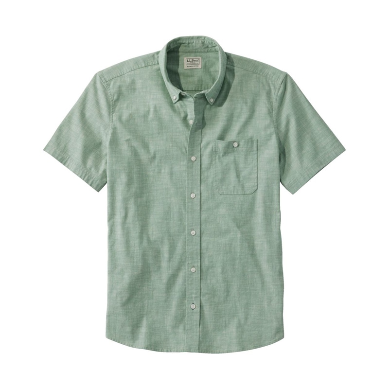 米国フィット・レギュラー コンフォート・ストレッチ・シャンブレー・シャツ、スライトリー・フィット　半袖