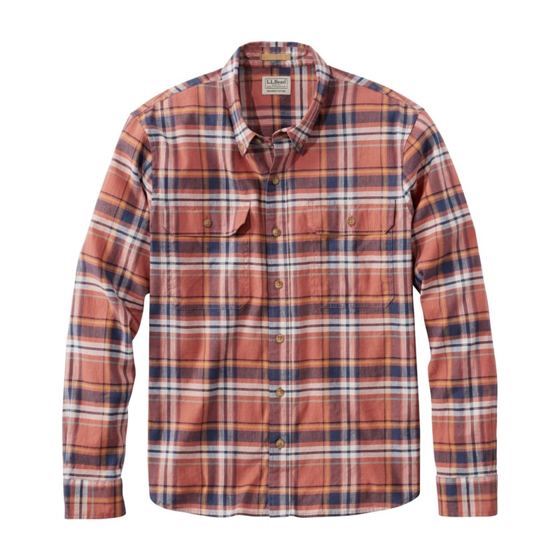 米国フィット・レギュラー ストーンコースト・ヘンプ・シャツ、スライトリー・フィット　プラッド