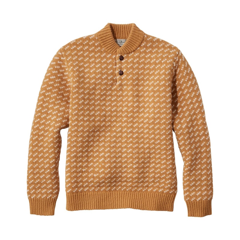 ジャパン・フィット ビーンズ・クラシック・ラグ・ウール・セーター、ヘンリー　バーズアイ