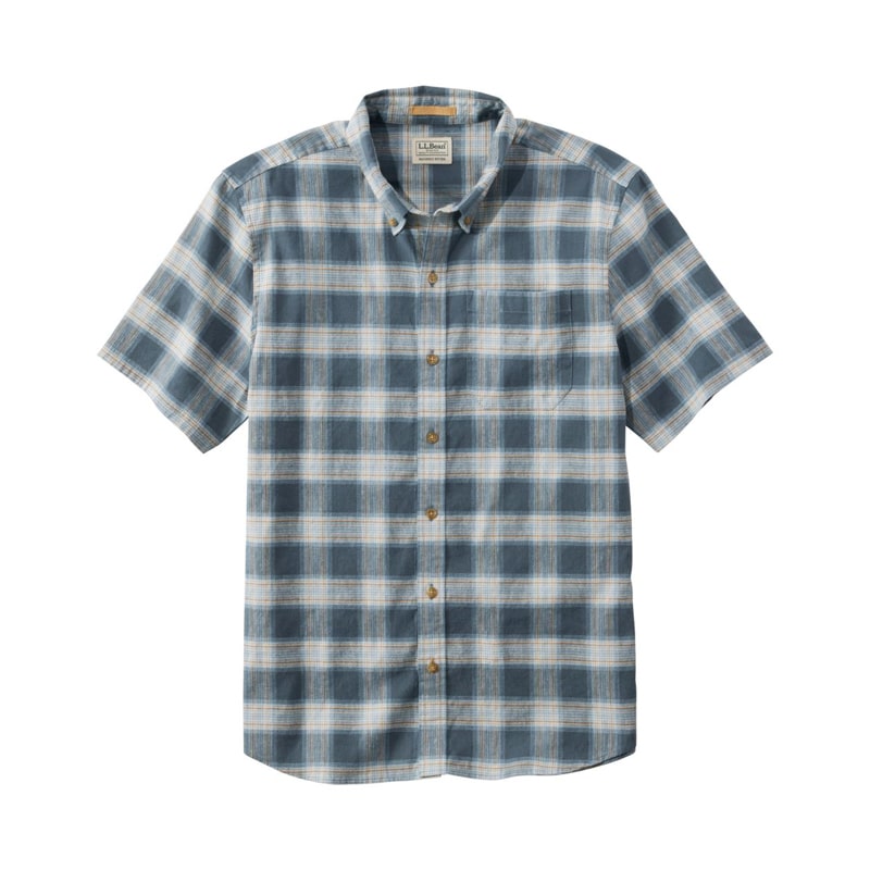 米国フィット・レギュラー ストーンコースト・ヘンプ・シャツ、スライトリー・フィット　半袖　プラッド