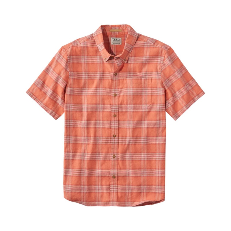 米国フィット・レギュラー ストーンコースト・ヘンプ・シャツ、スライトリー・フィット　半袖　プラッド